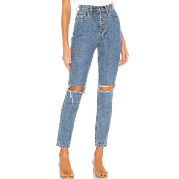 WE WORE WHAT 'The Danielle Jean' High-Rise Straight, Spring St. Hole - Picture 1 of 3